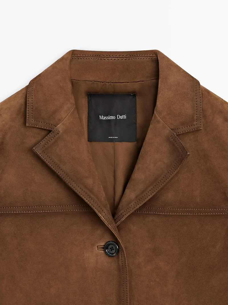 Blazer en 100% cuir de daim avec poches