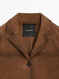 Blazer en 100% cuir de daim avec poches