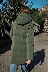 ANORAK MI-LONG TISSU EFFET GOMME COUPE-VENT