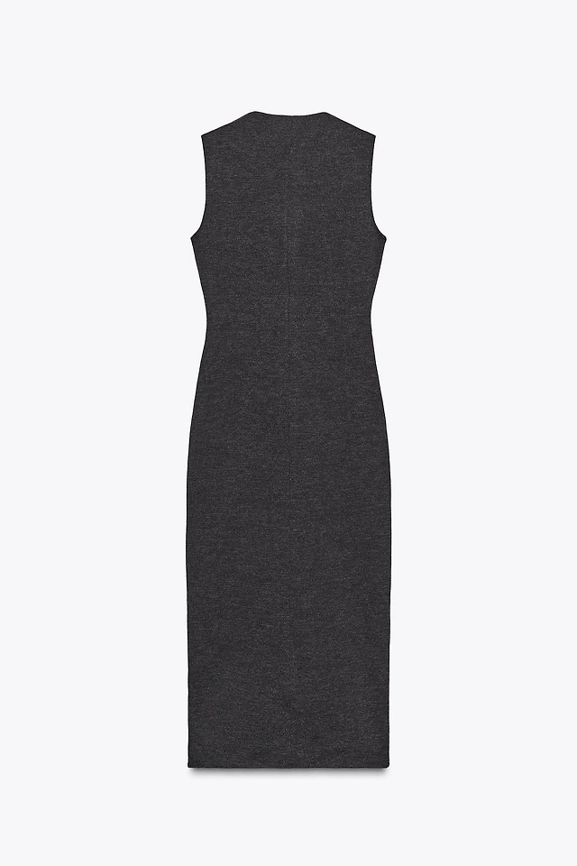 Zara RIBBED MIDI BUTTON DRESS | Place Rosemre
