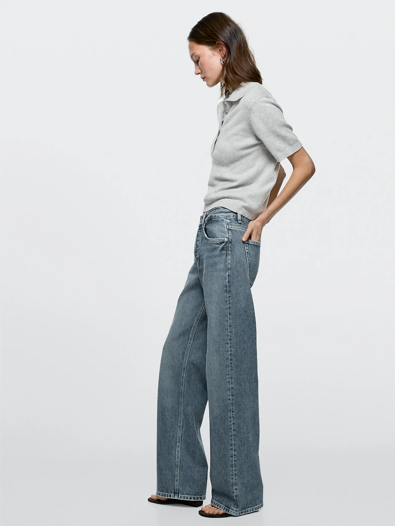 Mid-rise wide-leg jeans