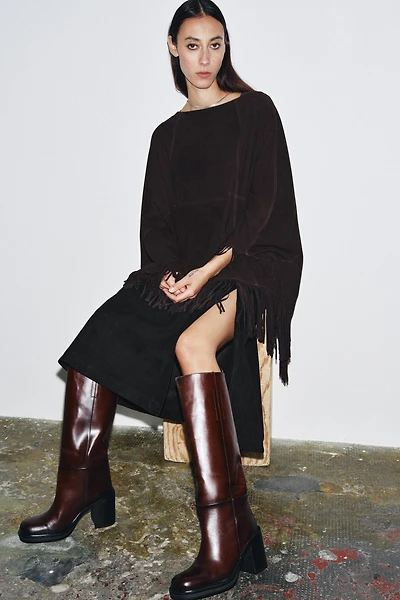 WIDE HEEL LEATHER ANKLE BOOTS