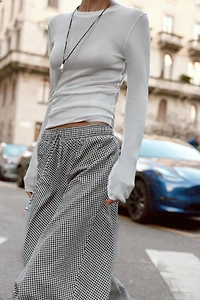 GINGHAM CHECK MIDI SKIRT