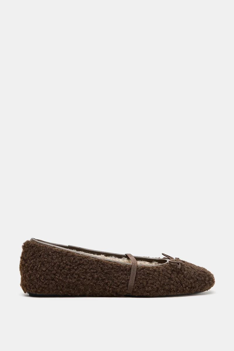 FAUX SHEARLING BALLET FLATS