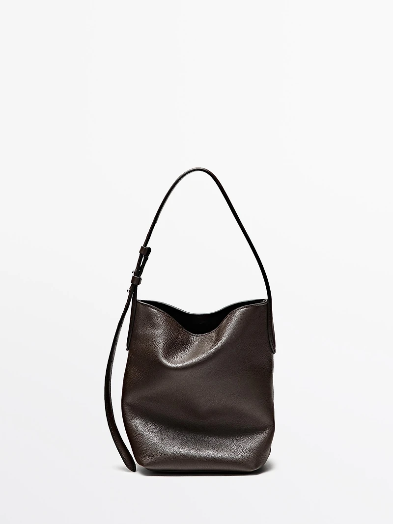 Nappa leather mini bucket bag