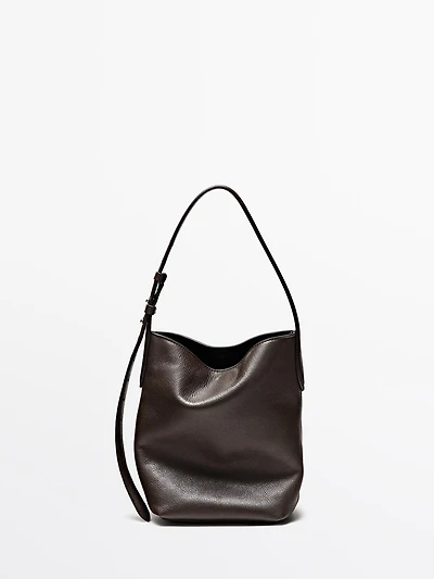 Nappa leather mini bucket bag