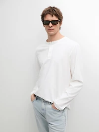 Long sleeve henley neck T-shirt