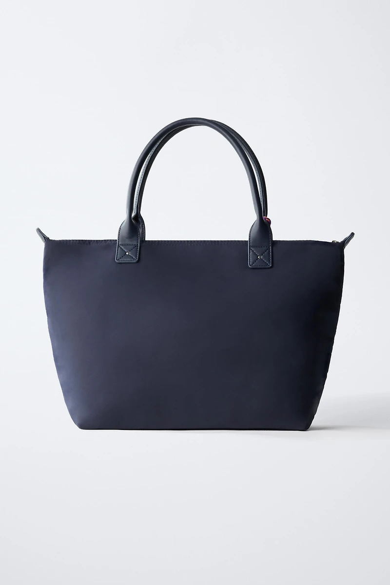 NYLON TOTE BAG WITH TEDDY BEAR CHARM