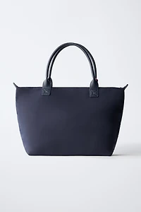 NYLON TOTE BAG WITH TEDDY BEAR CHARM