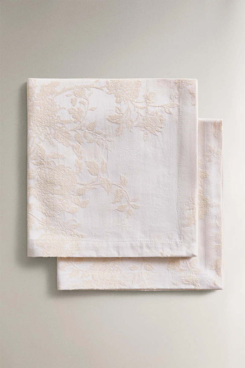LOT DE 2 SERVIETTES TABLE EN COTON JACQUARD