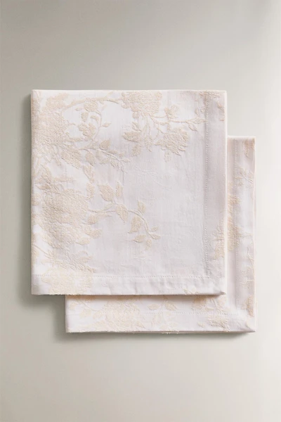 LOT DE 2 SERVIETTES TABLE EN COTON JACQUARD