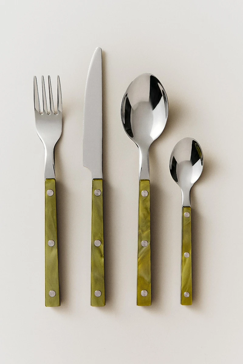 ACRYLIC HANDLE FLATWARE SET (SET OF 4)