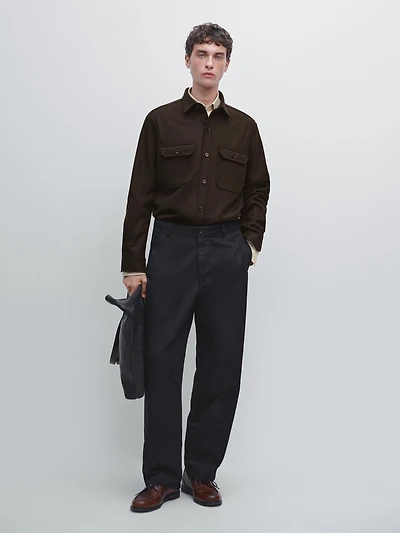 100% wool overshirt with pockets