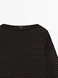 100% wool striped knit sweater