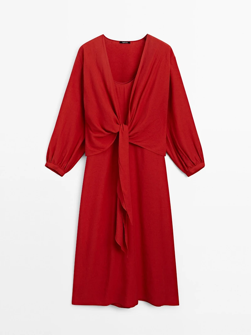 Midi dress with knotted neckline