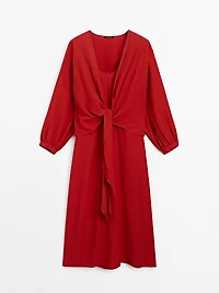Midi dress with knotted neckline