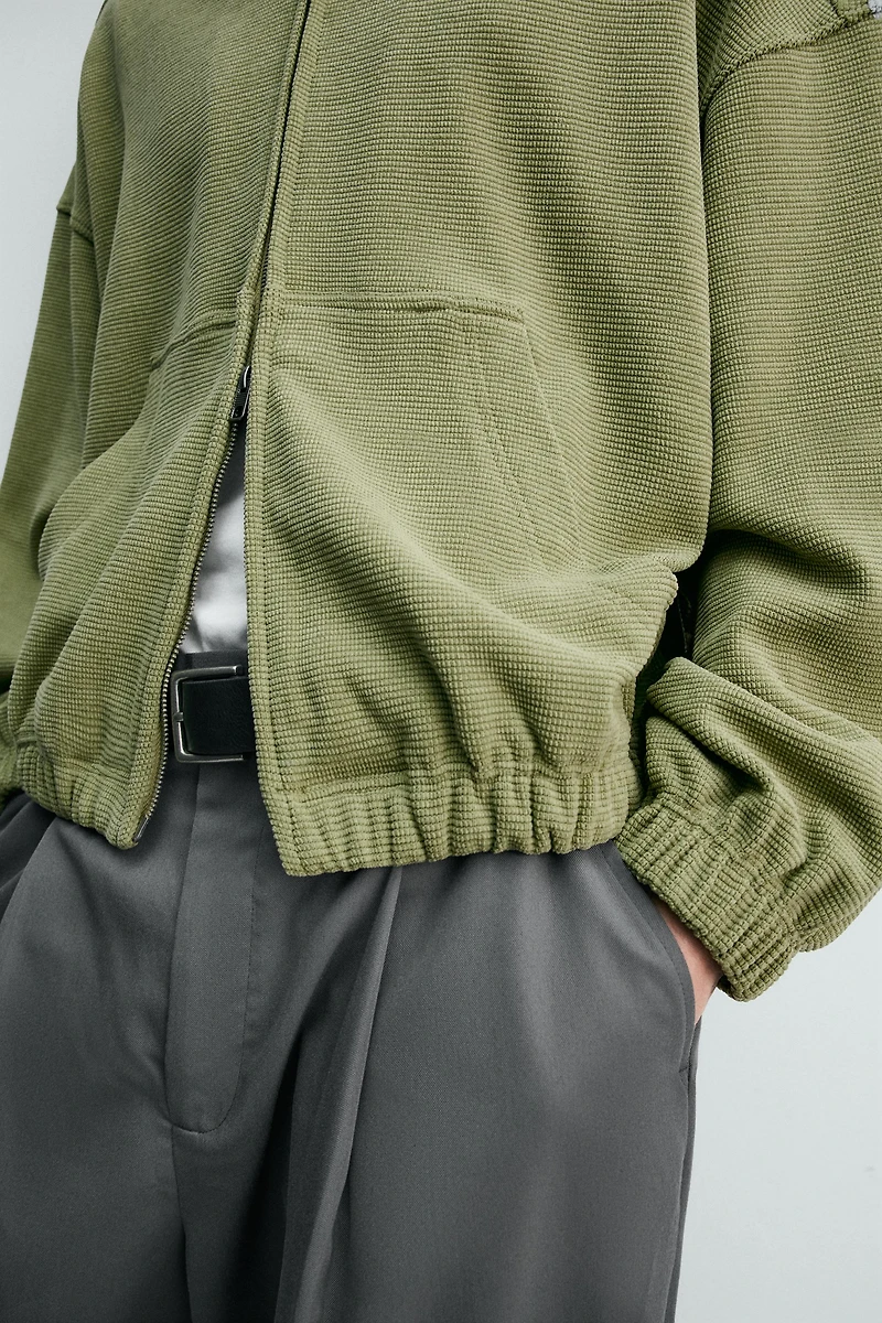 WASHED WAFFLE HOODIE JACKET