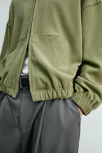 WASHED WAFFLE HOODIE JACKET