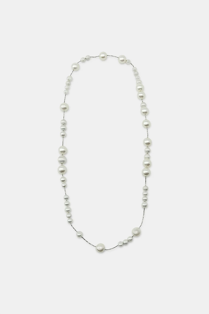 COLLIER LACET MÉTALLIQUE PERLES