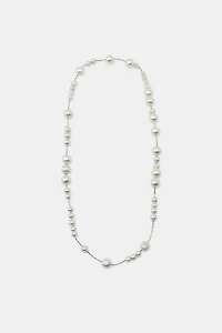 COLLIER LACET MÉTALLIQUE PERLES