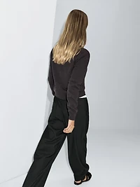 Mid-rise wide-leg pinstripe trousers