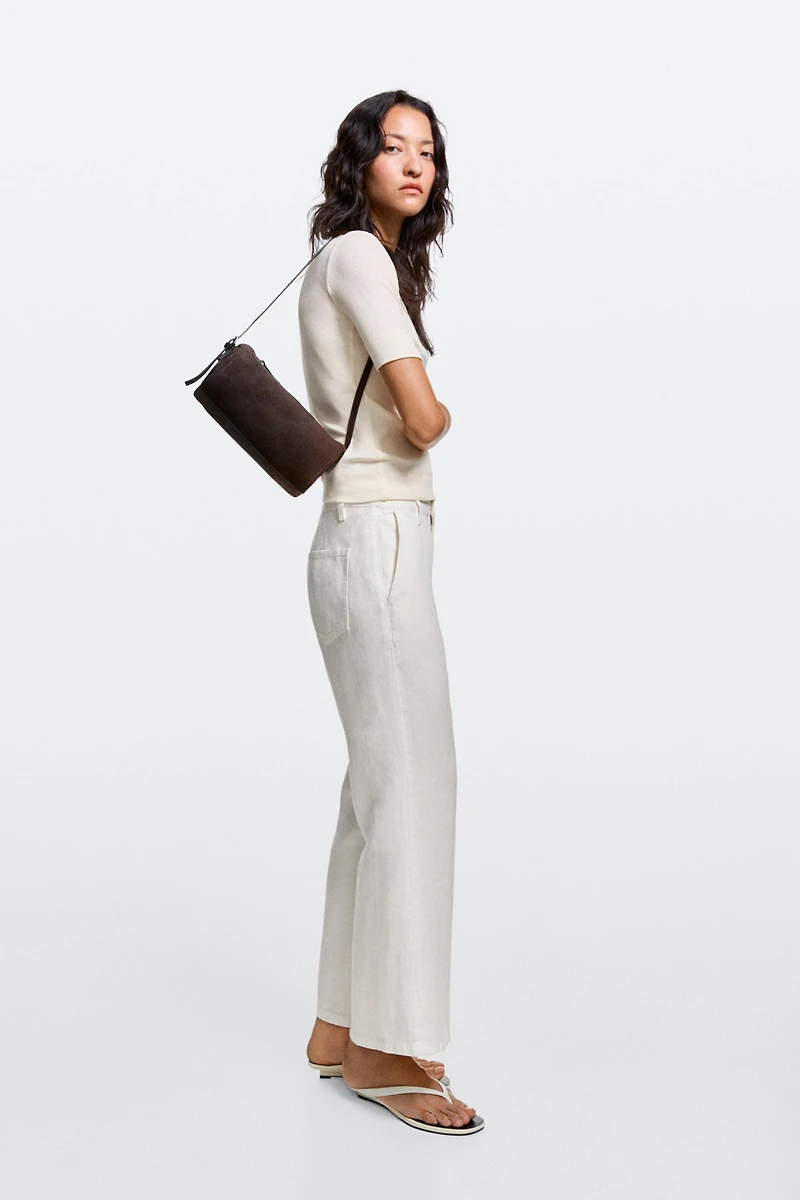 100% linen cropped flare fit pants