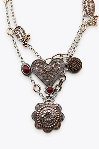 2-PACK HEART AND MEDALLION NECKLACES