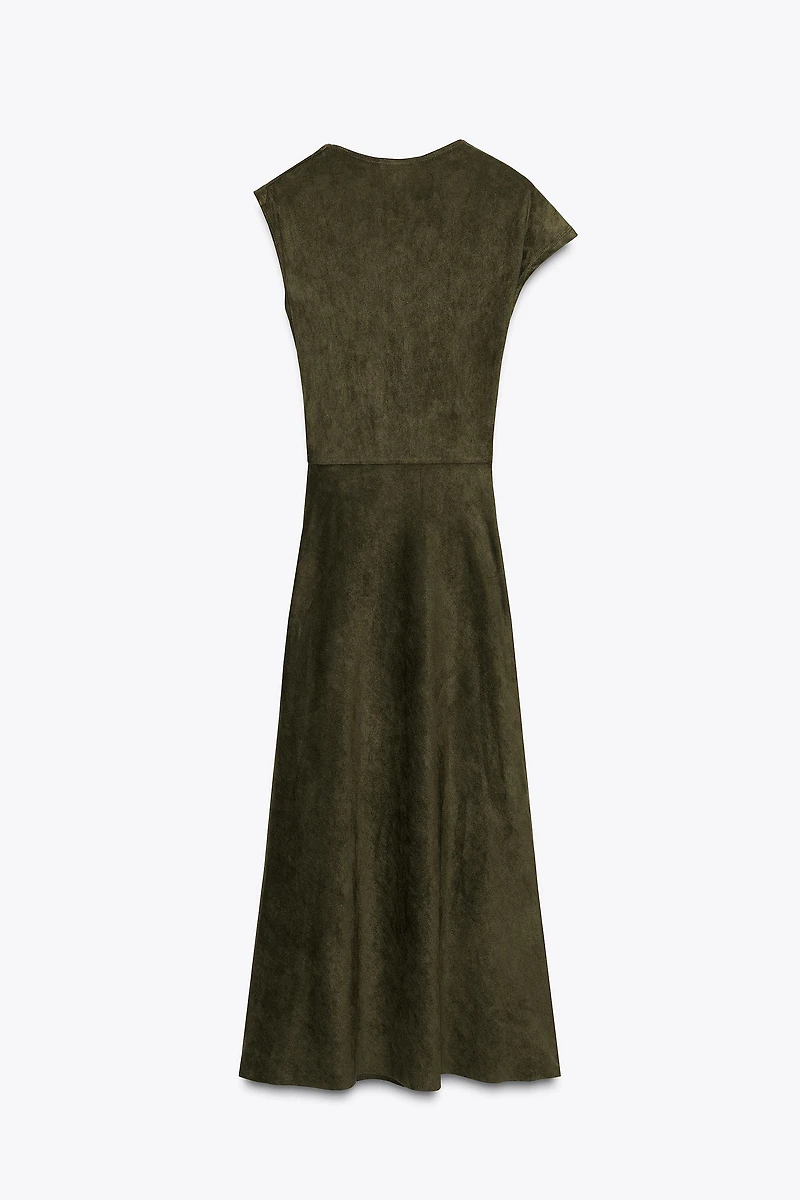 ASYMMETRICAL FAUX SUEDE DRESS