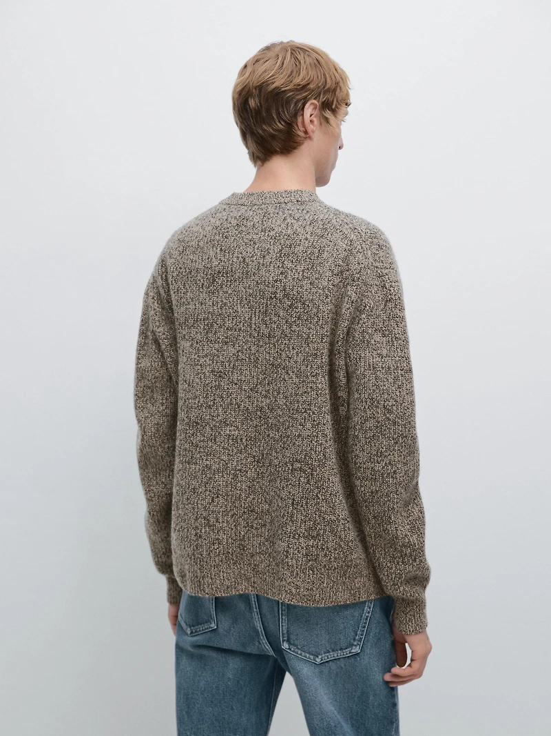 Cardigan en maille chinée 100 % laine