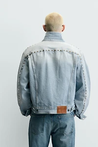 RELAXED FIT DENIM JACKET WITH METAL STUDS