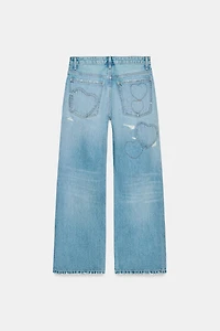 MID-RISE TRF BOYFRIEND JEANS WITH HEARTS