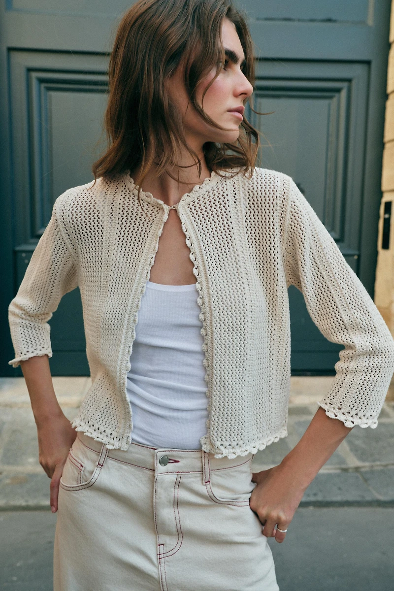 POINTELLE KNIT CARDIGAN