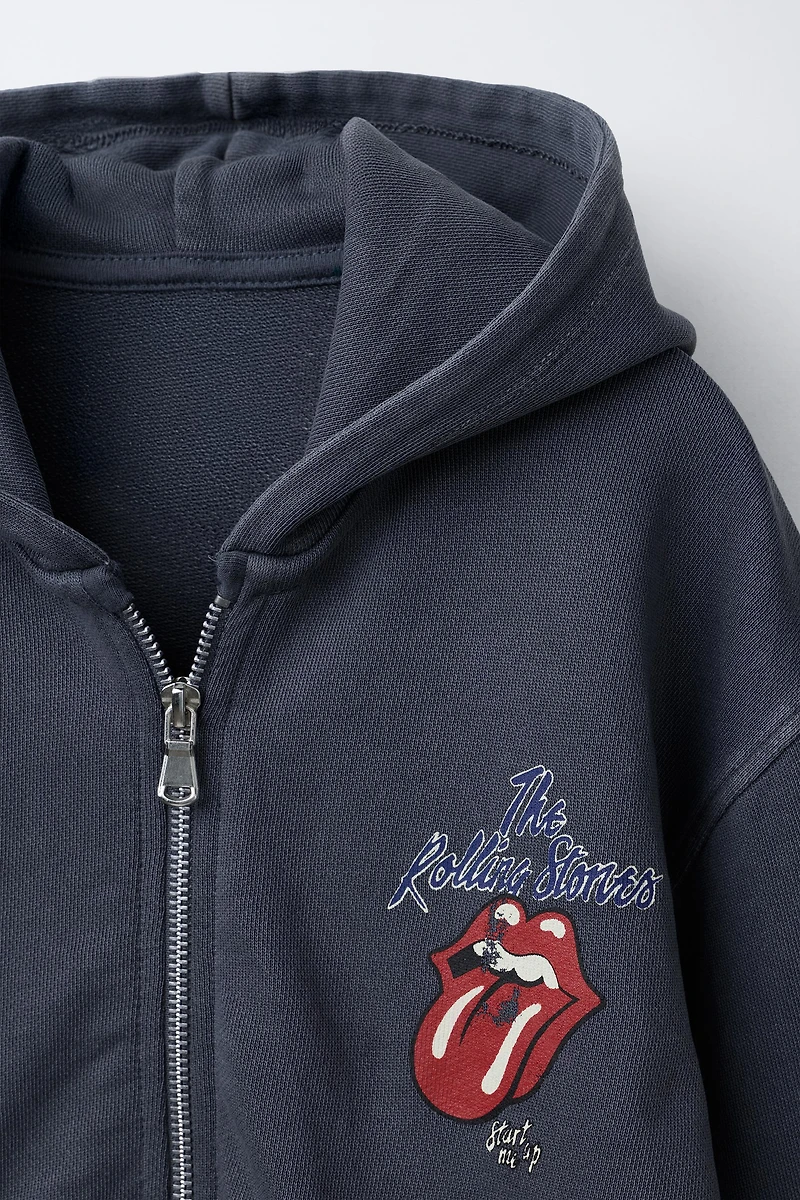 WASHED EFFECT ZIP SWEATSHIRT ROLLING STONES ©