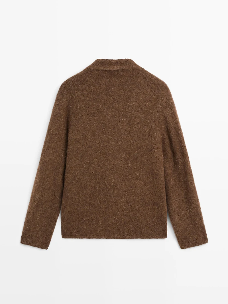 Alpaca blend knit cardigan with pockets