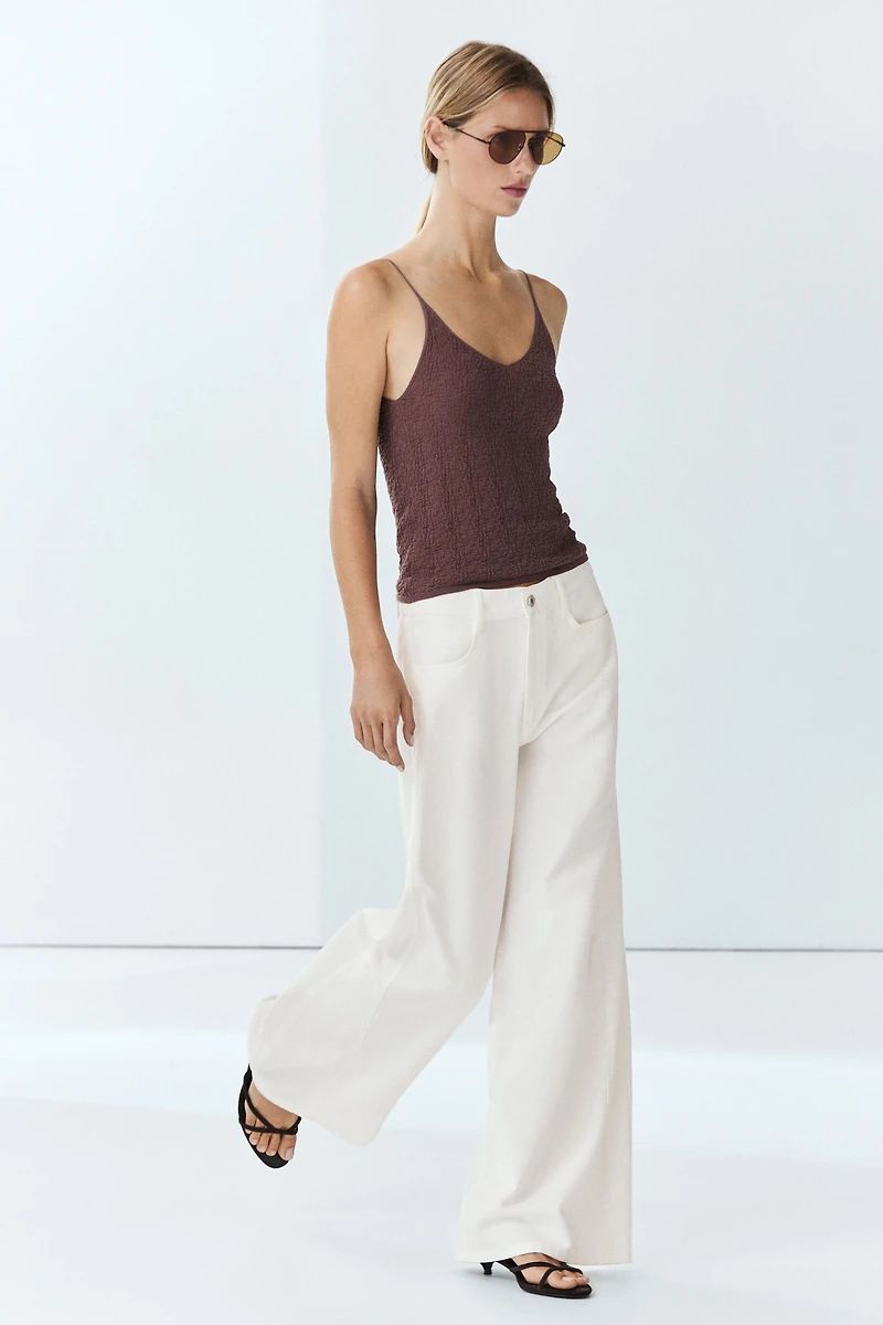 Top à bretelles texturé 100 % coton