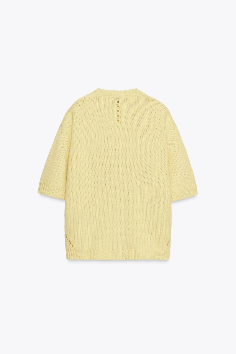 OVERSIZED SHORT SLEEVE KNIT SWEATER