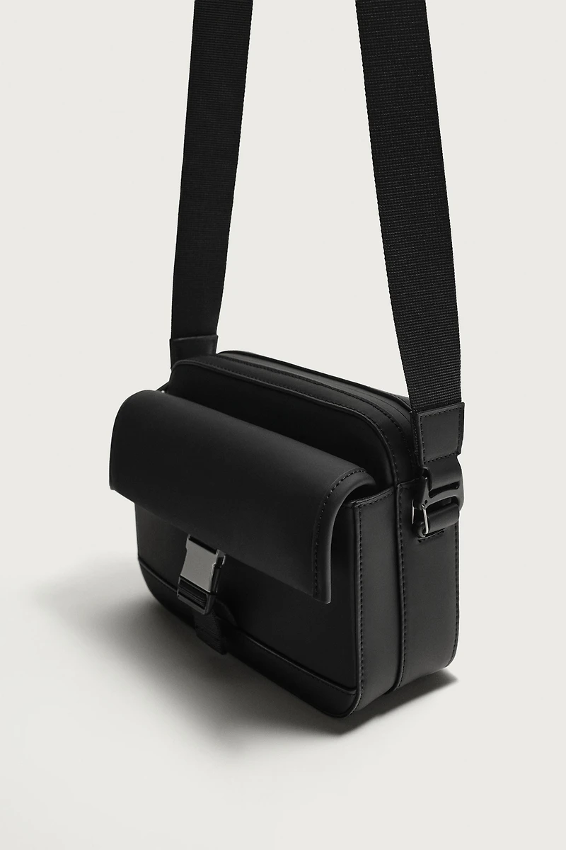 RUBBERIZED CROSSBODY BAG WITH BUCKLE