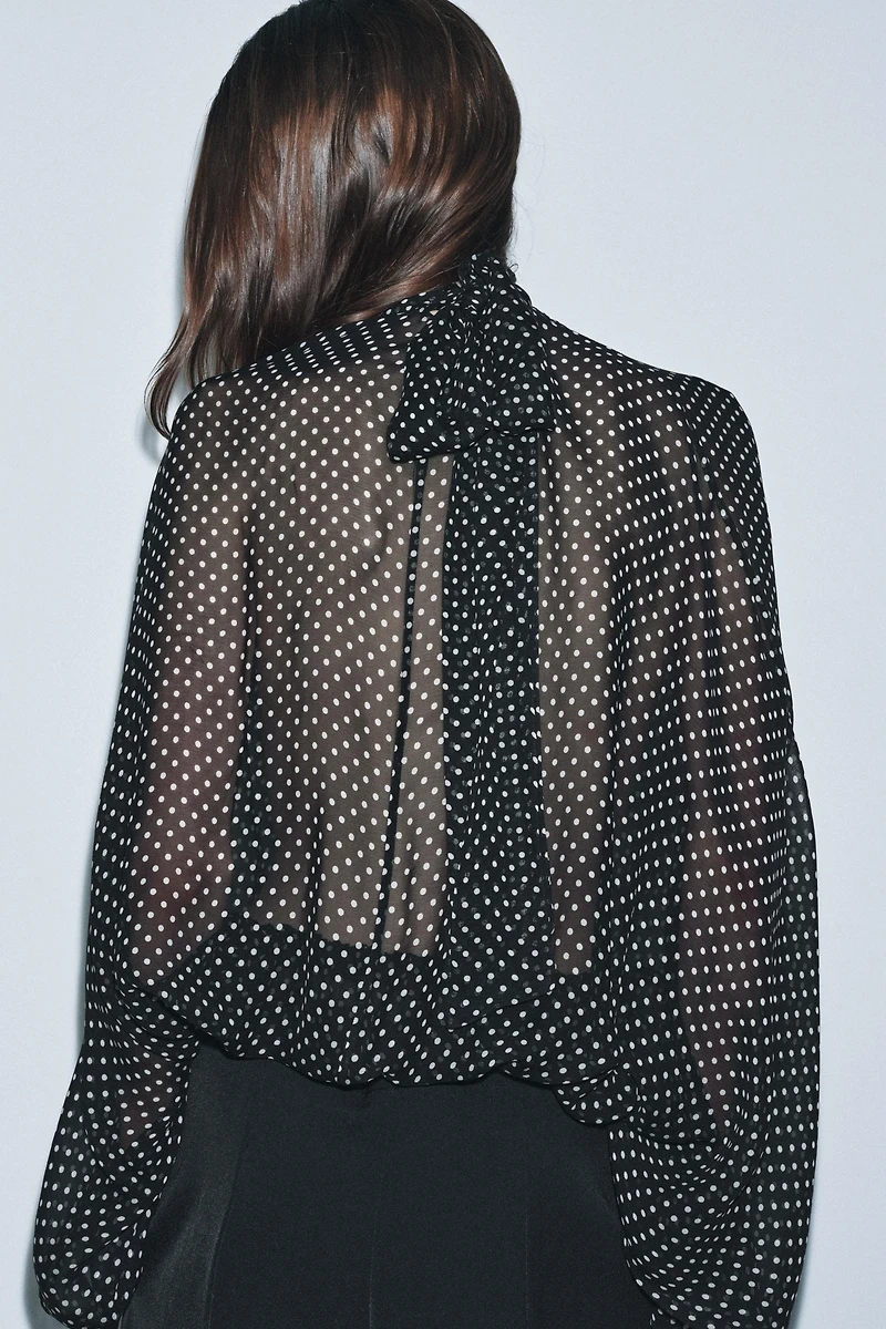 ZW COLLECTION POLKA DOT TIE BLOUSE