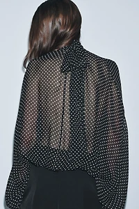 ZW COLLECTION POLKA DOT TIE BLOUSE