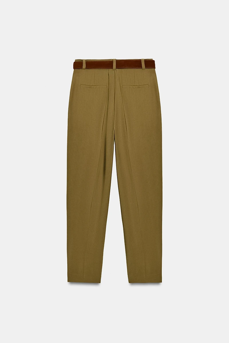 BELTED PLEATED PANTS