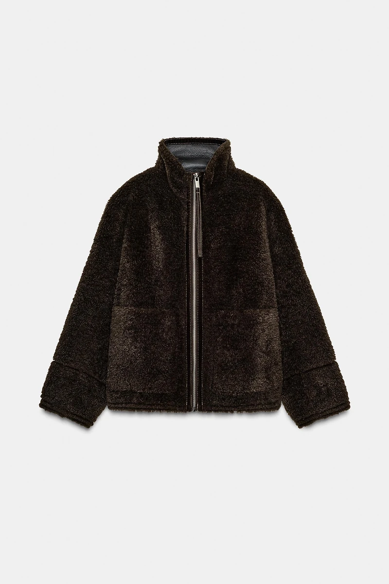 ZW COLLECTION FAUX SHEARLING DOUBLE-FACED JACKET