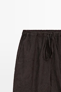 Embroidered flowing barrel fit trousers