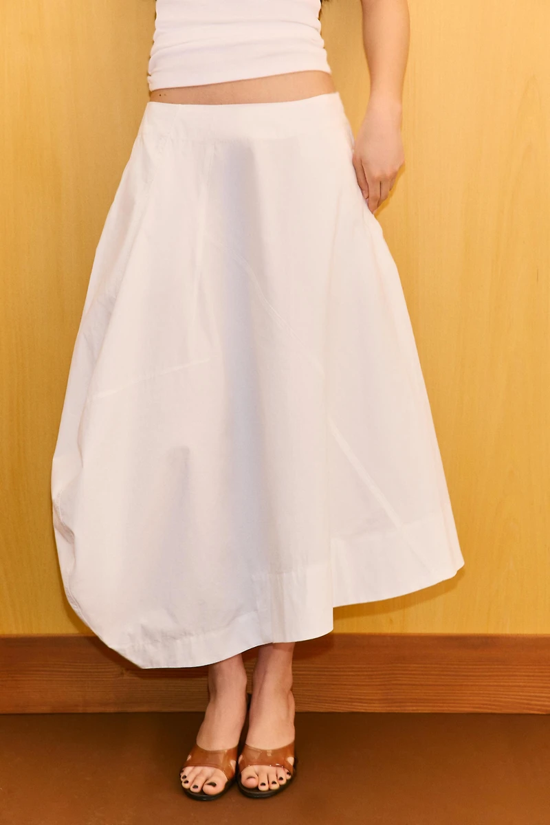 ASYMMETRIC BALLOON MIDI SKIRT