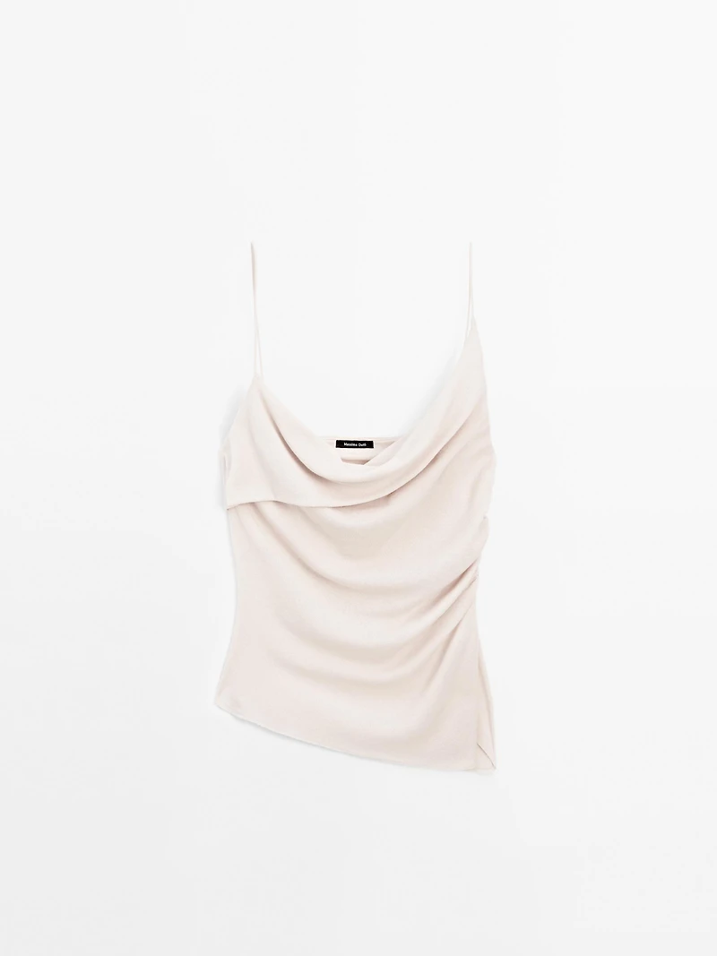 100% cotton top with asymmetric neckline