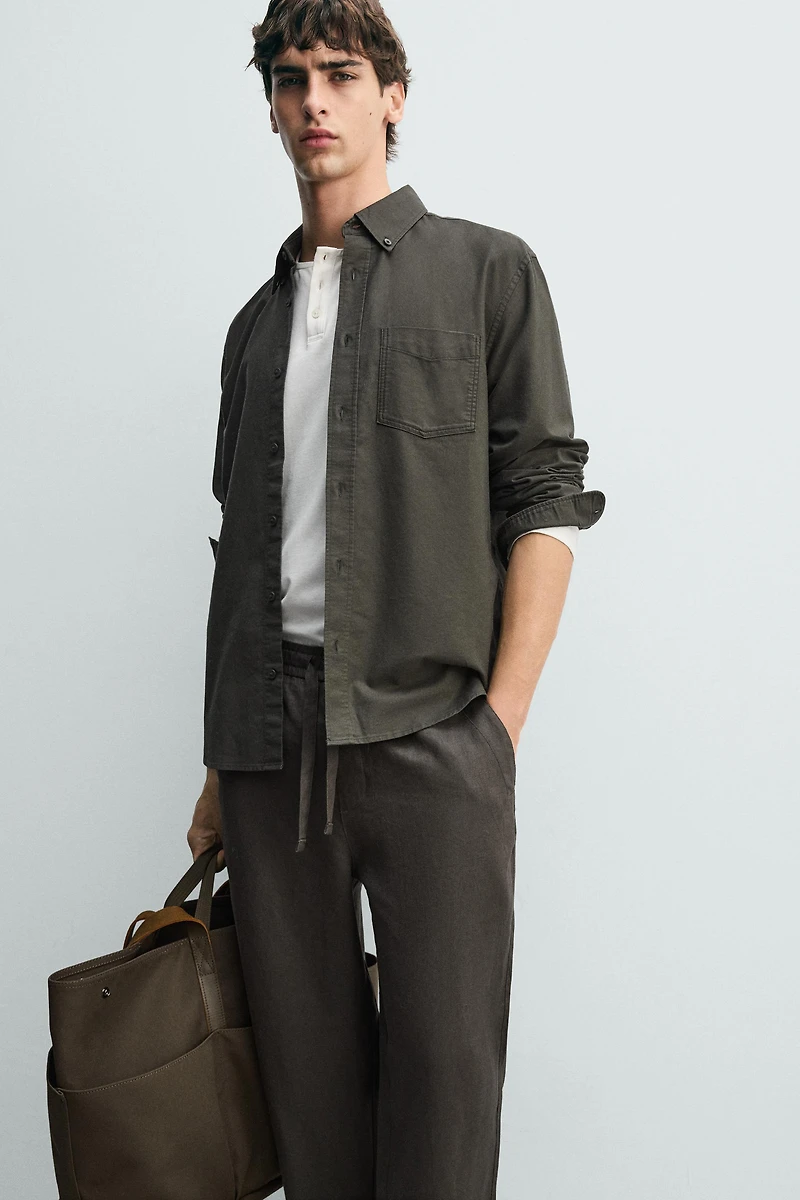 RELAXED FIT 100% LINEN PANTS