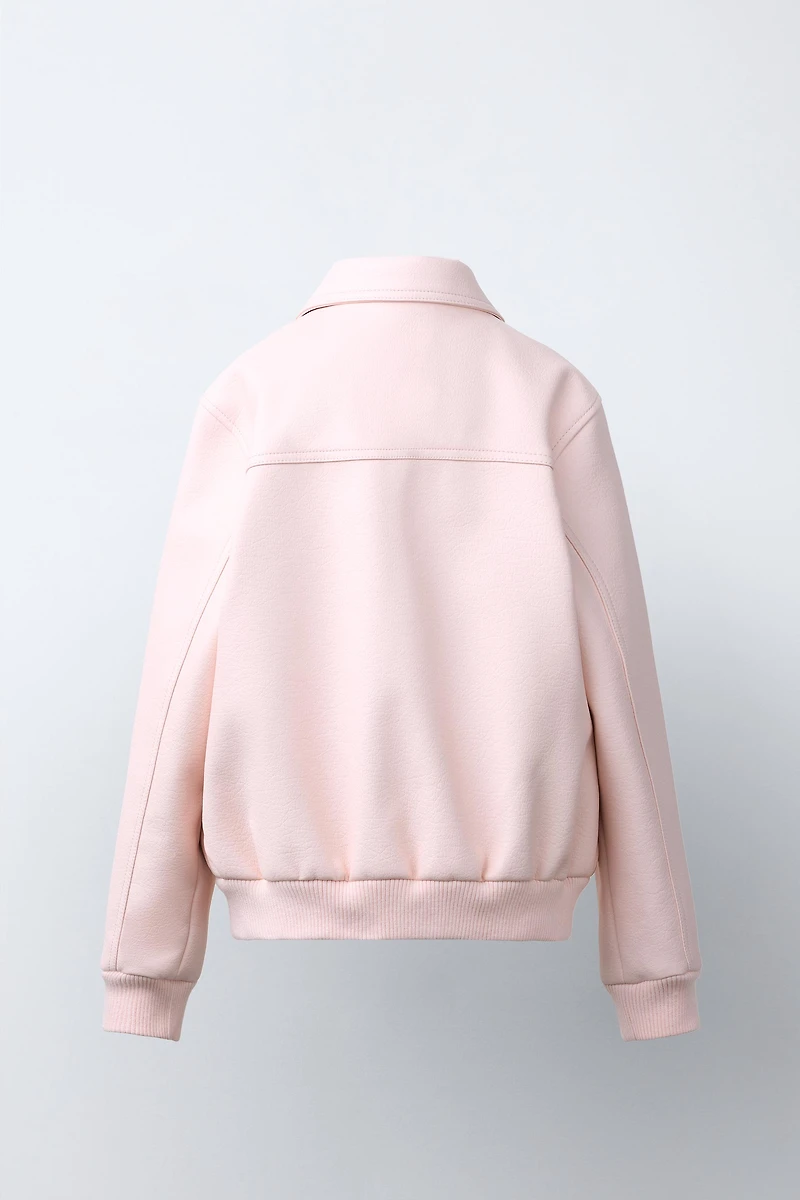 FAUX LEATHER BOMBER JACKET