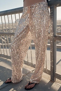 SEQUIN FLOWY PANTS