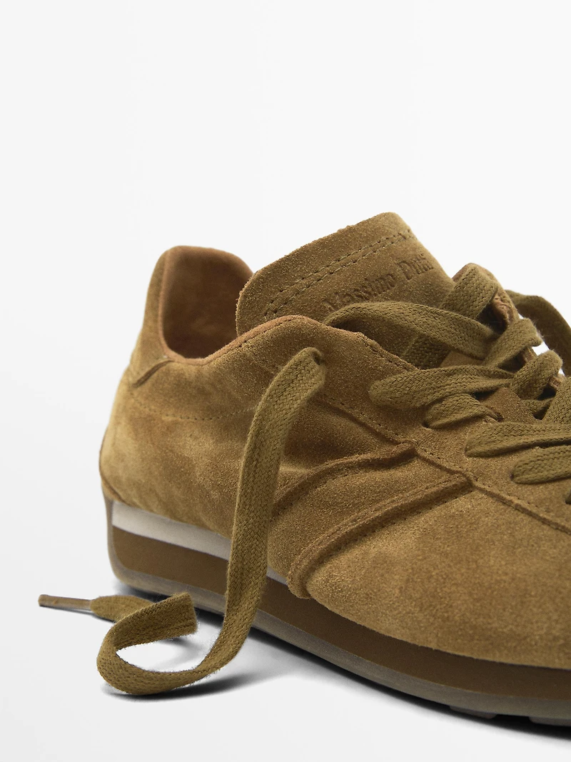 Split suede trainers