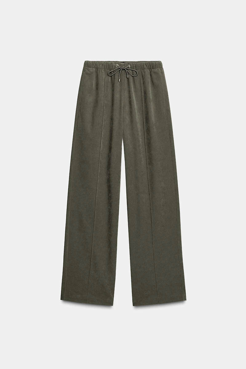 WIDE LEG ELASTIC WAIST PANTS