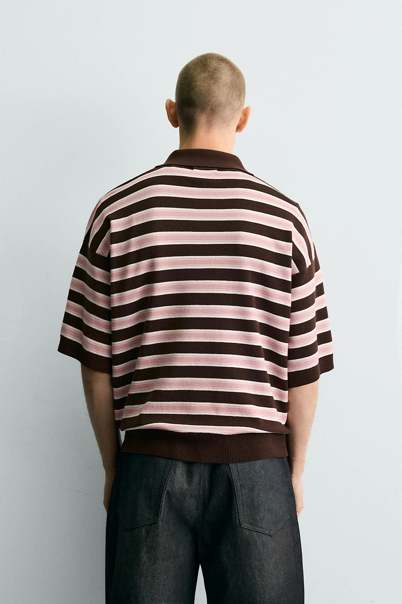 STRIPED JACQUARD KNIT POLO